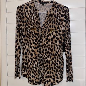 INC International Concepts Animal Print Blouse Sz L